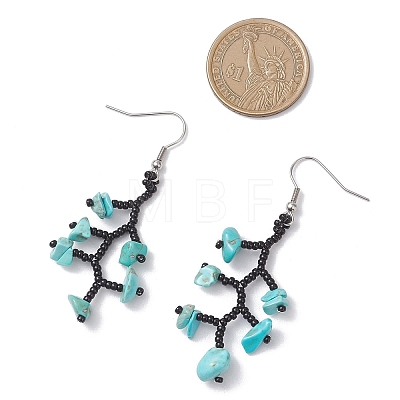 316 Surgical Stainless Steel Glass Seed Beads Chip Dangle Earrings EJEW-TA00774-02-1