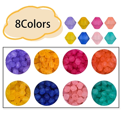 640Pcs 8 Colors Frosted Acrylic Beads MACR-YW0001-84-1