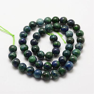Natural Chrysocolla and Lapis Lazuli Beads Strands G-P281-03-4mm-1