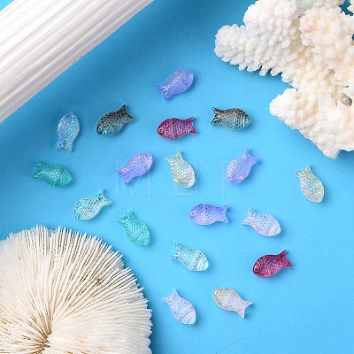 35Pcs Transparent Spray Painted Glass Beads GLAA-YW0001-69-1