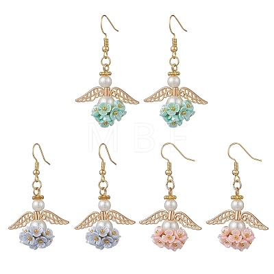 Resin Imitation Pearl Angel Dangle Earrings EJEW-JE06729-1