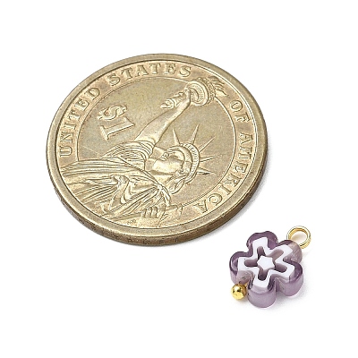 Handmade Millefiori Glass Charms PALLOY-JF04572-01-1