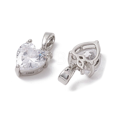 Valentine's Day Brass Micro Pave Clear Cubic Zirconia Charms KK-K360-24P-1