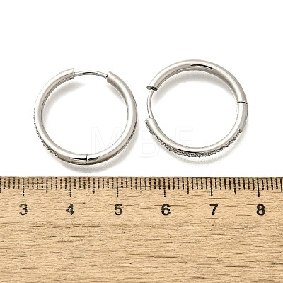 304 Stainless Steel Micro Pave Clear Cubic Zirconia Huggie Hoop Earrings EJEW-C096-01H-P01-1