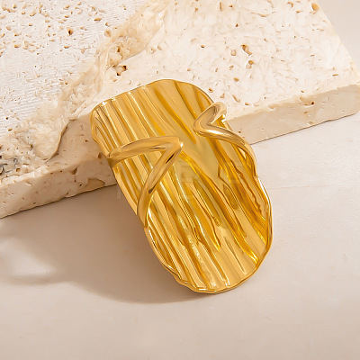 Geometric Adjustable 304 Stainless Steel Cuff Open Rings for Women UZ2558-1-1