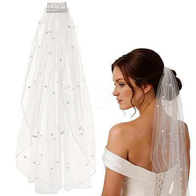 1Pc Polyester Mesh Bridal Veils AJEW-CP0011-53-1