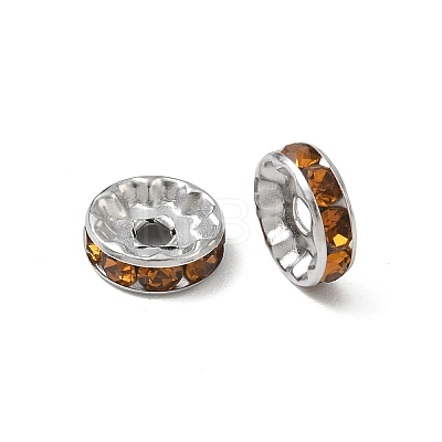 304 Stainless Steel Rhinestone Spacer Beads RB-CBA18B7-01P-03-1