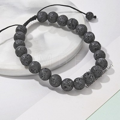 Natural Lava Rock Braided Bead Bracelets BJEW-R304-01-8mm-1