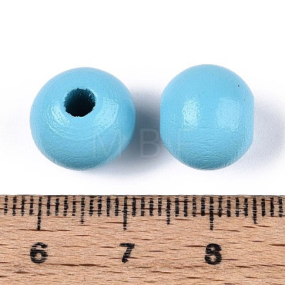Spray Painted Round Natural Schima Wood Beads WOOD-A018-12mm-09-1