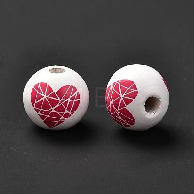 Printed Wood European Beads WOOD-F011-03A-1