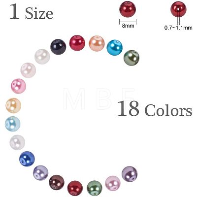 Eco-Friendly Dyed Glass Pearl Round Beads HY-PH0013-08-1