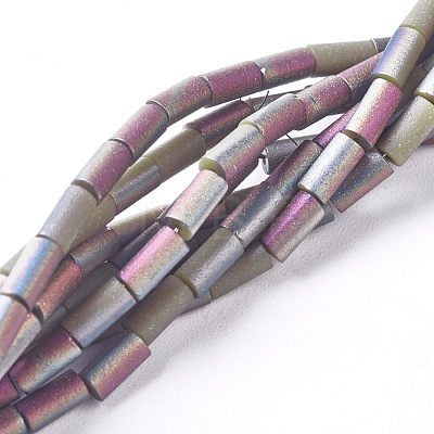 Electroplated Frosted Glass Beads Strands EGLA-G071-F-1