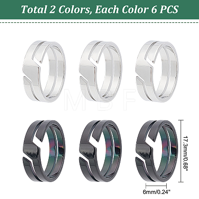 Unicraftale 12Pcs 2 Colors 304 Stainless Steel Finger Ring RJEW-UN0001-18-1