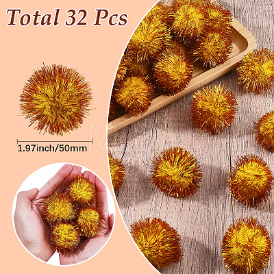32Pcs Faux Fur Soft Sequins Pompom Ball DIY-SC0033-96B-1
