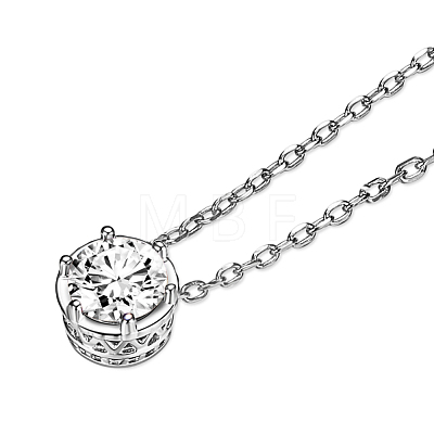 TINYSAND Rhodium Plated 925 Sterling Silver Rhinestone Pendant Necklace TS-N395-ST-1