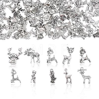 100pcs 10 Styles Tibetan Style Alloy Pendants TIBEP-CJ0001-43-1