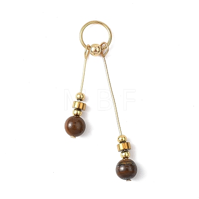 5Pcs 5 Styles Synthetic Aqua Terra Jasper & Natural Tiger Eye & White Jade & Malaysia Jade & Black Onyx(Dyed & Heated) Big Pendants PALLOY-JF04712-1