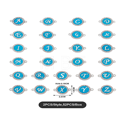 26 Letters Alloy Enamel Links Connectors ENAM-TA0002-19B-1