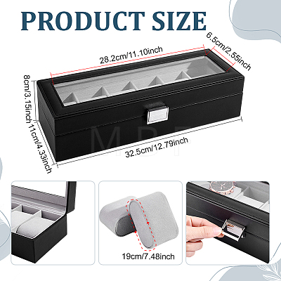 6-Slot PU Leather Watch Storage Boxes LBOX-WH0007-002A-1