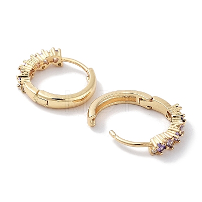 Brass Pave Cubic Zirconia Hoop Earrings for Women EJEW-L269-127G-1