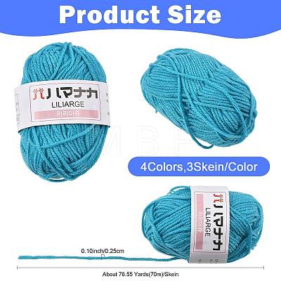 12 Skeins 4 Colors 4-Ply 60%Polyester 40%Acrylic Blended Yarn OCOR-FS0001-07D-1