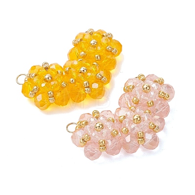 6Pcs 6 Colors Glass Pendants PALLOY-MZ01298-1