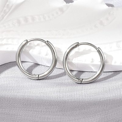 Tarnish Resistant 304 Stainless Steel Huggie Hoop Earrings EJEW-G272-02-12mm-P-1