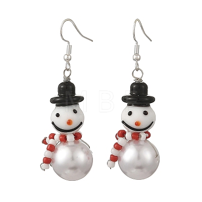 Christmas Handmade Lampwork Dangle Earrings EJEW-JE07516-02-1