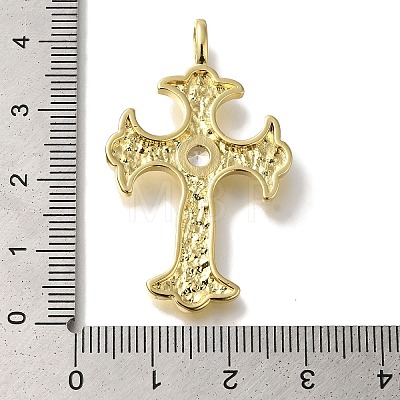 Cross Rack Plating Brass Clear Cubic Zirconia Pendants KK-U019-30G-1