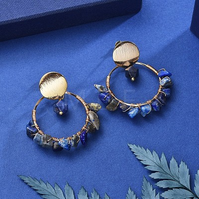 Brass Dangle Stud Earrings EJEW-JE04163-03-1