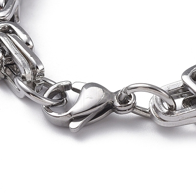 Unisex 201 Stainless Steel Byzantine Chain Bracelets BJEW-L637-34B-P-1