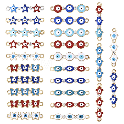  50Pcs 25 Styles Alloy Enamel Connector Charms FIND-TA0003-23-1