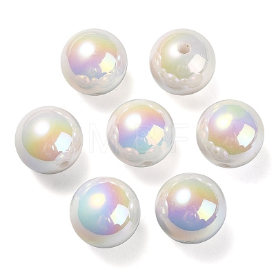 UV Plating Rainbow Iridescent Acrylic Beads PACR-E001-04I-1
