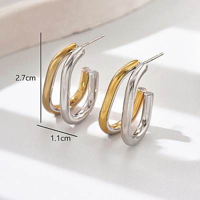 Geometric Outline Design 304 Stainless Steel Double-layer Stud Earrings for Women SL0180-2-1