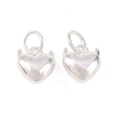 925 Sterling Silver Heart with Horn Charms STER-I024-03S-01-1