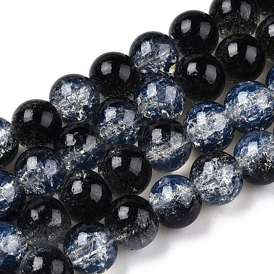 Transparent Crackle Baking Painted Glass Beads Strands DGLA-T003-01A-01-1