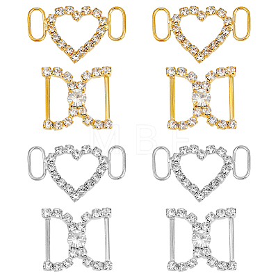 8Pcs 4 Style Brass Crystal Rhinestone Shoe Decoration FIND-HY0003-22-1