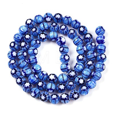 Handmade Millefiori Glass Beads Strands LAMP-N024-28-1