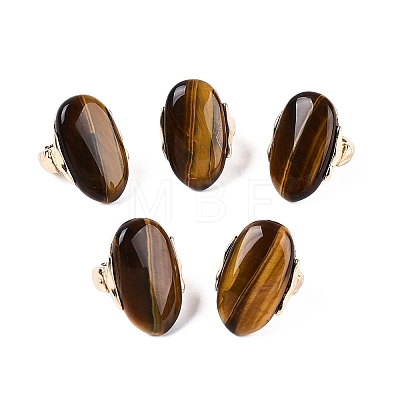 Natural Tiger Eye Stretch Finger Rings RJEW-N055-01D-1
