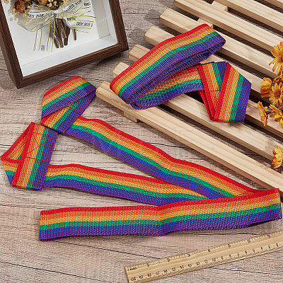 2Pcs Polyester Yoga Mat Stripe Strap AJEW-CY0002-80-1