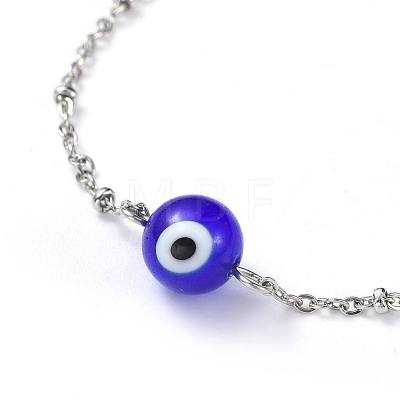 Handmade Lampwork Evil Eye Beads Beaded Bracelets BJEW-JB04462-02-1
