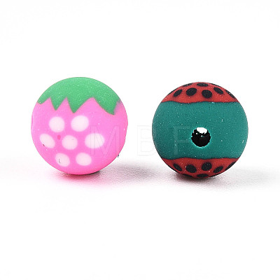 Fruits Theme Handmade Polymer Clay Beads CLAY-T022-04M-1