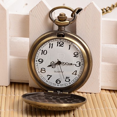 Openable Flat Round with Dragon Alloy Glass Pendant Pocket Watch WACH-L024-10-1