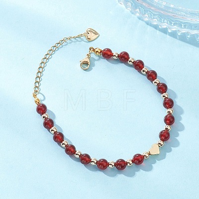 Natural Carnelian Beaded Bracelets BJEW-JB12752-02-1