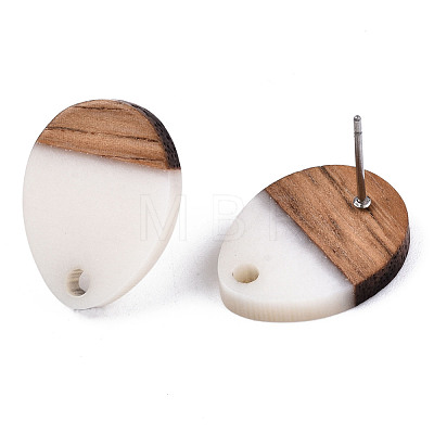 Resin & Walnut Wood Stud Earring Findings MAK-N032-006A-H01-1