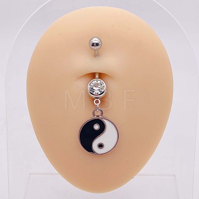 316L Surgical Stainless Steel Crystal Rhinestone Dangle Belly Rings WG83815-10-1