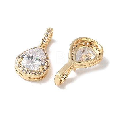 Brass Micro Pave Clear Cubic Zirconia Pendants X-KK-Q031-01G-1