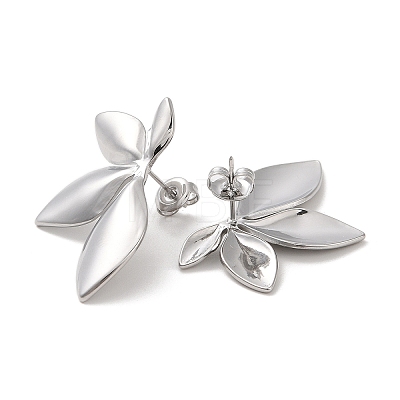 Leaf 304 Stainless Steel Stud Earrings for Women EJEW-L272-034P-04-1
