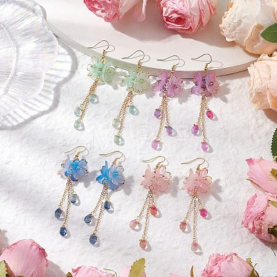 Flower Dangle Earrings EJEW-TA00636-1