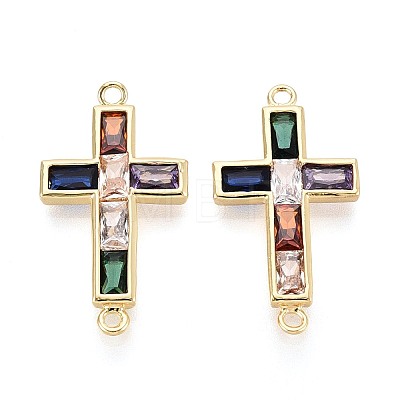 Brass Pave Colorful Cubic Zirconia Links KK-T080-48G-1